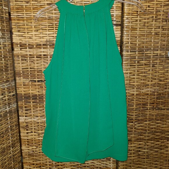 Trina Turk Sleeveless Blouse SZ L Offset Neckline Size Large Attached Scarf - Picture 4 of 7